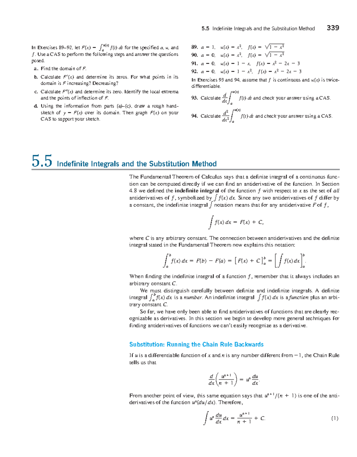 Math Ch5-5 - Math Work - 5 Indefinite Integrals And The Substitution 