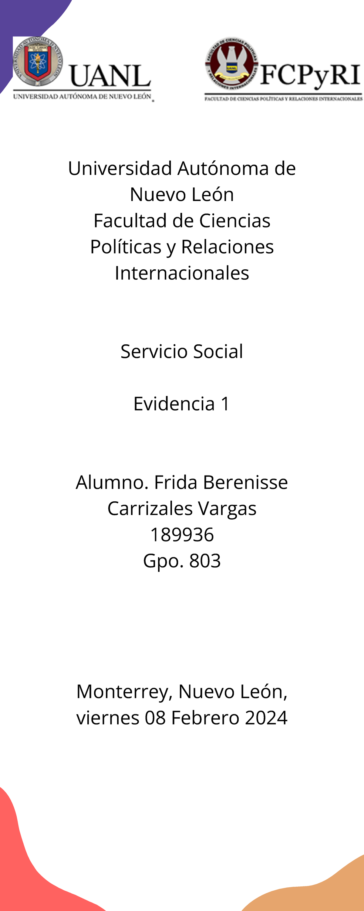 Evidencia 1 servicio social - Universidad Autónoma de Nuevo León ...