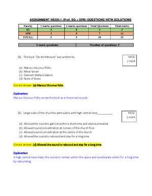 Architectural Acoustics (noc20 Ar07) Assignment 4 SG (with Soln ...