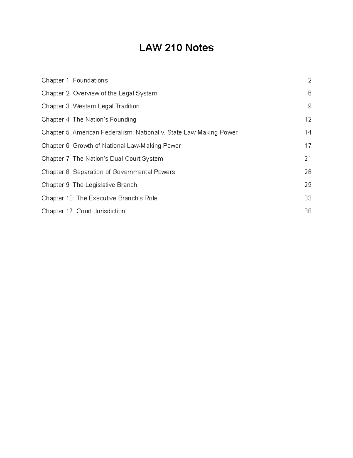 LAW 210 Textbook Notes - LAW 210 Notes Chapter 1: Foundations Chapter 2 ...