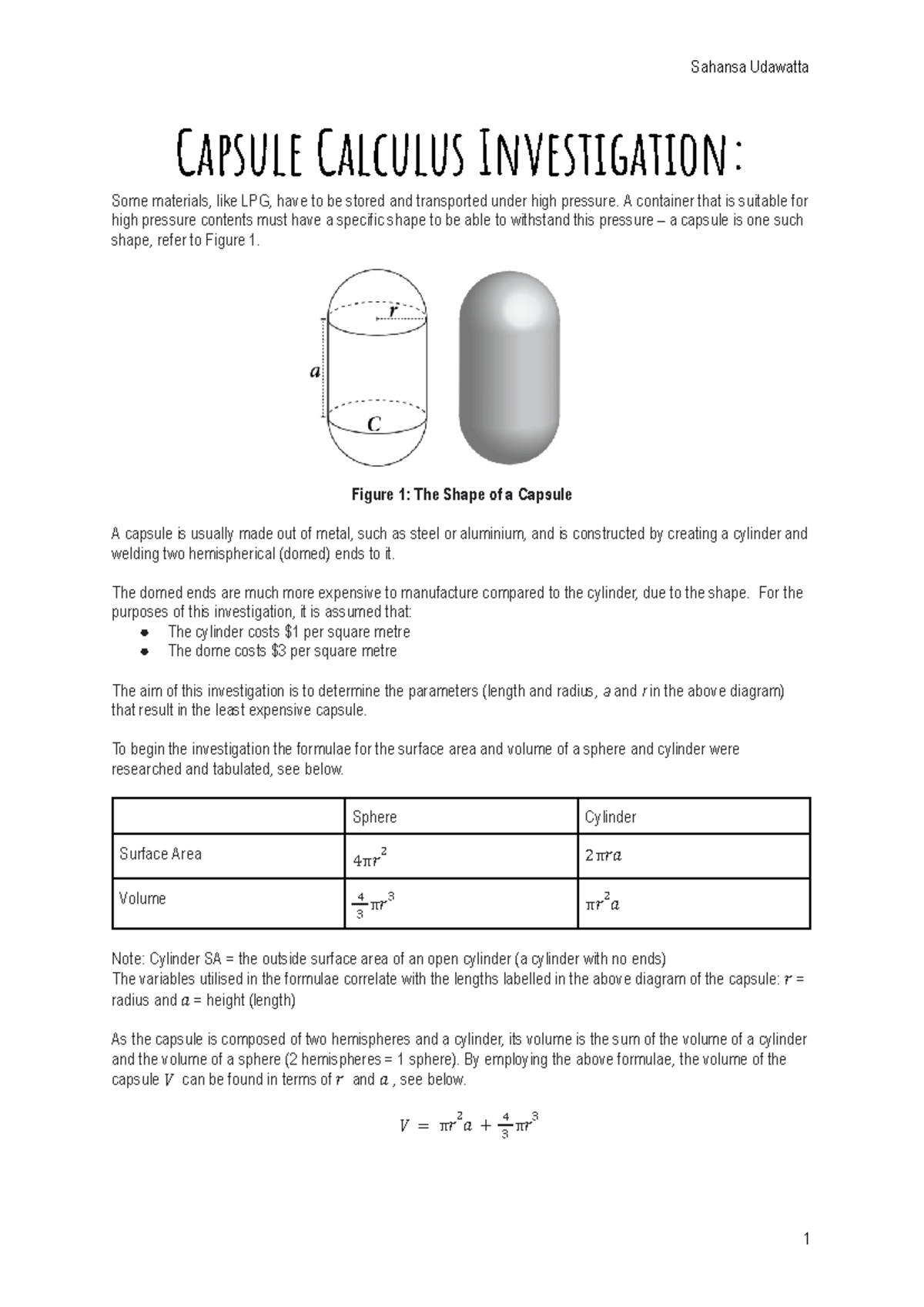 Calculus - A container that is suitable for high pressure contents must ...