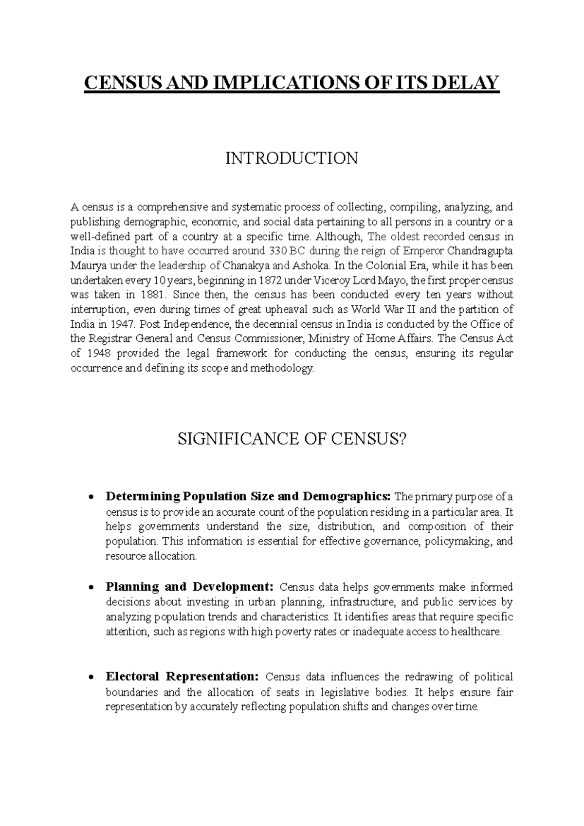 Census - key concept - CENSUS AND IMPLICATIONS OF ITS DELAY ...