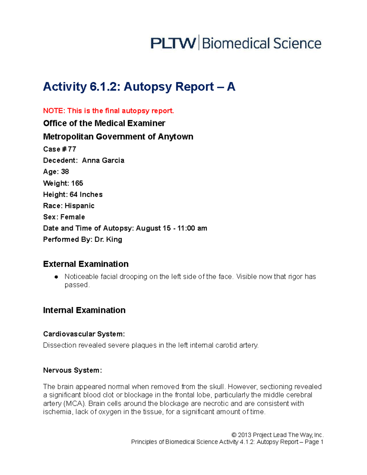 Copy of Autopsy Report A - Activity 6.1: Autopsy Report – A NOTE: This ...