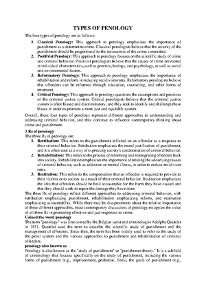 Objective OF Penology OBJECTIVE OF PENOLOGY The objective of penology