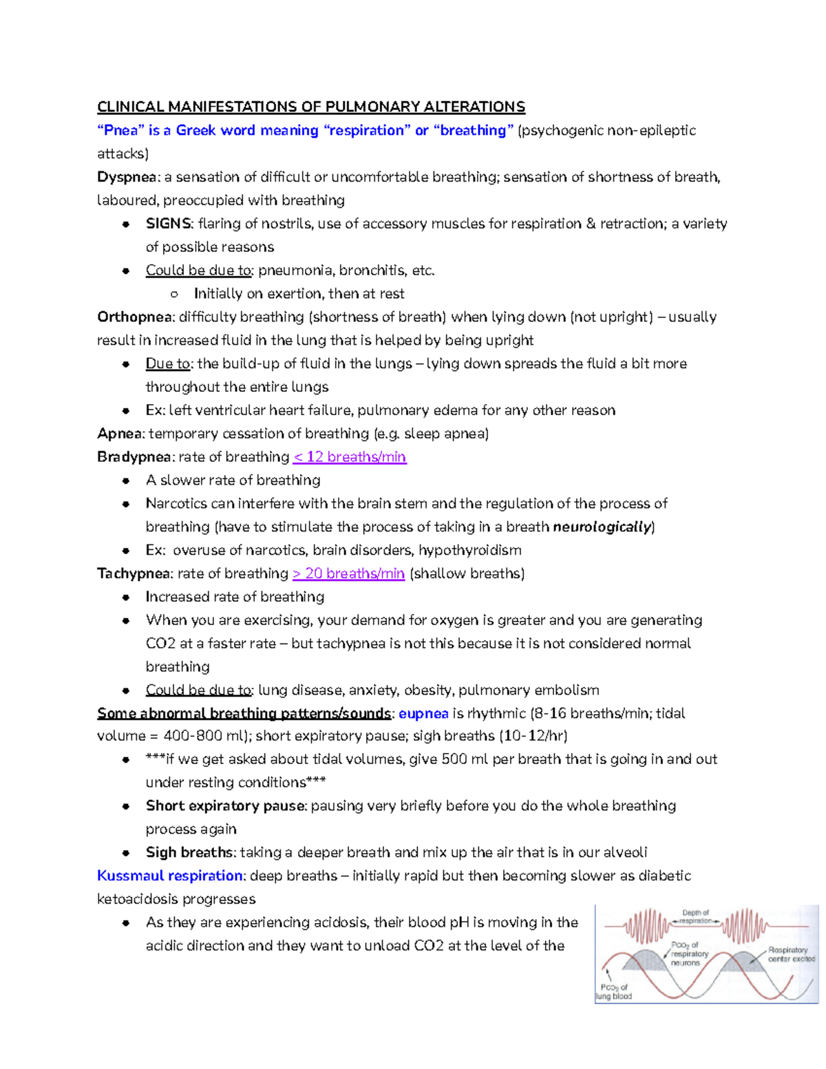PHS3300S Respiratory Dysfunction - CLINICAL MANIFESTATIONS OF PULMONARY ...