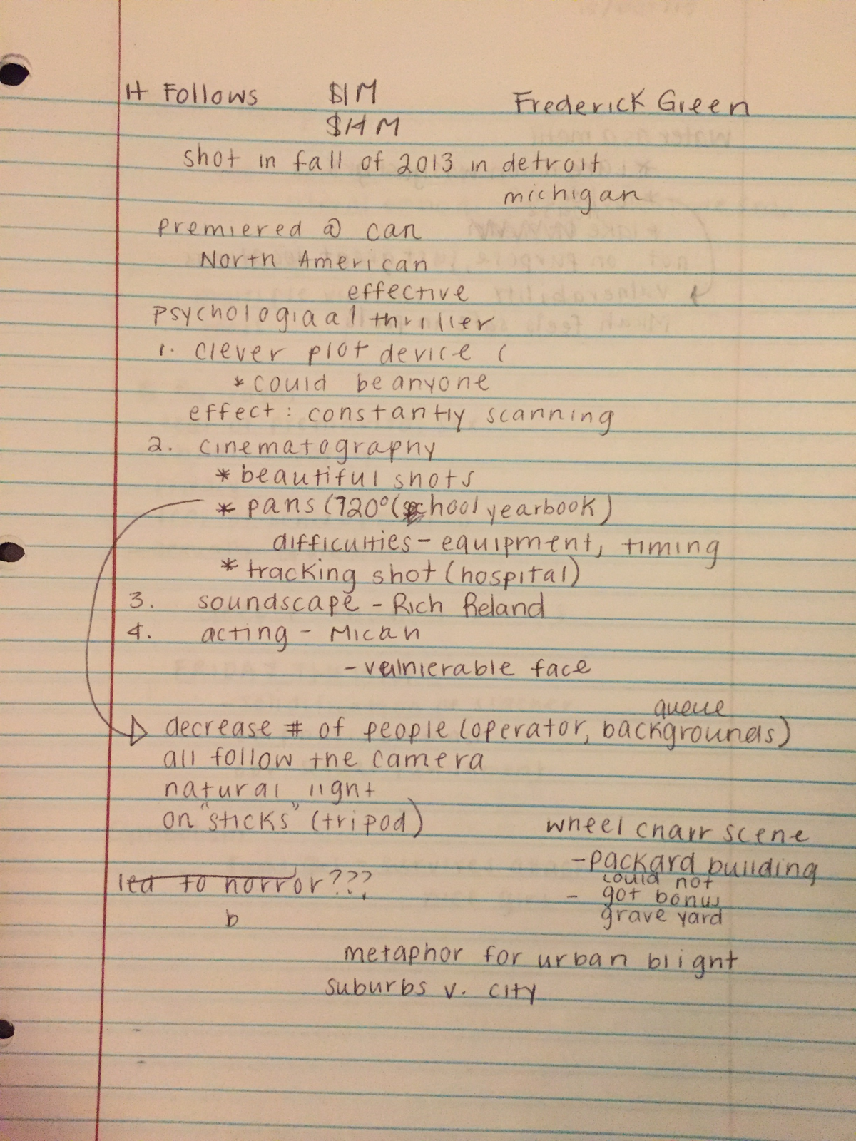 Lecture Notes, Introduction to Film - s FHows BIN HM m an of 0:3 m h1m ...