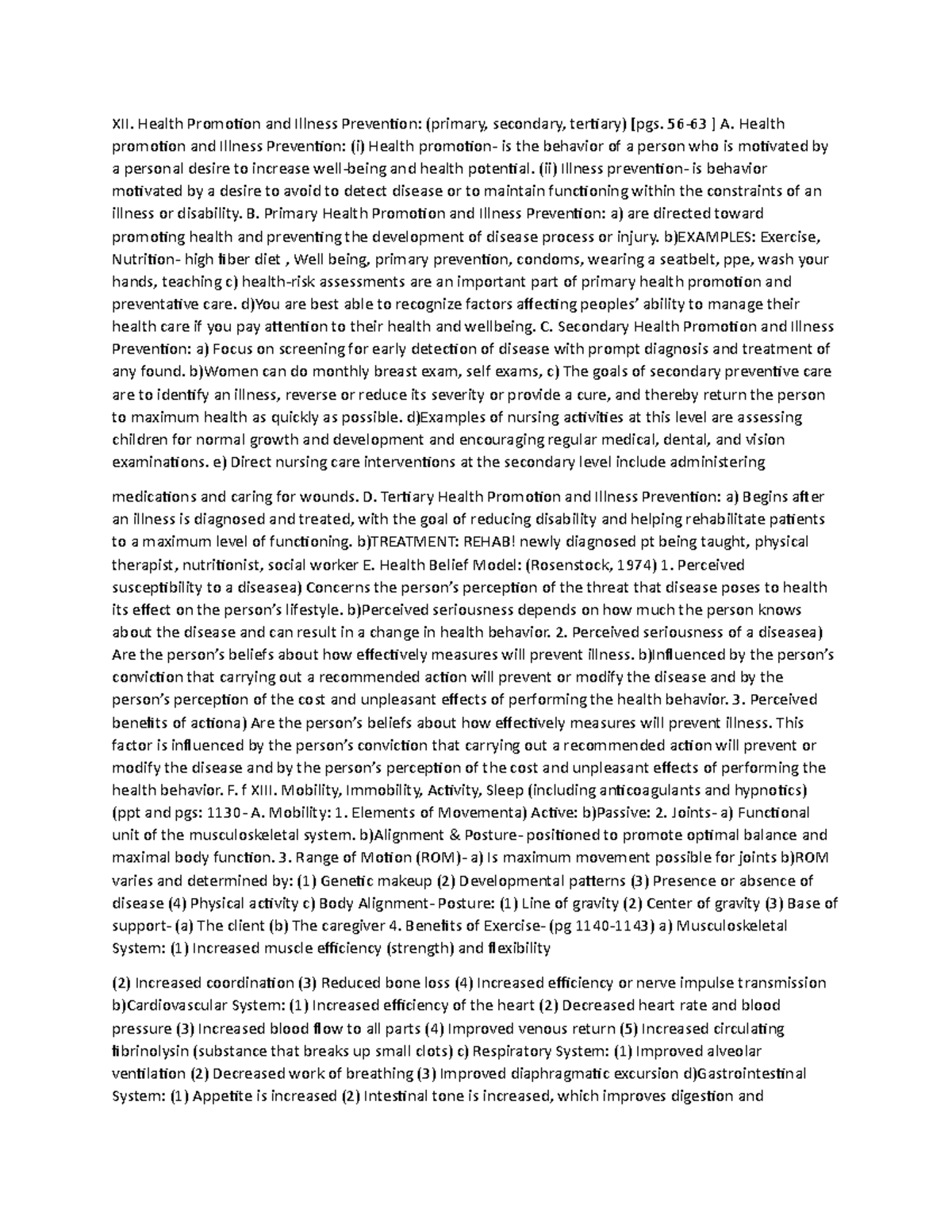 Nursing Intro 16 - XII. Health Promotion and Illness Prevention ...