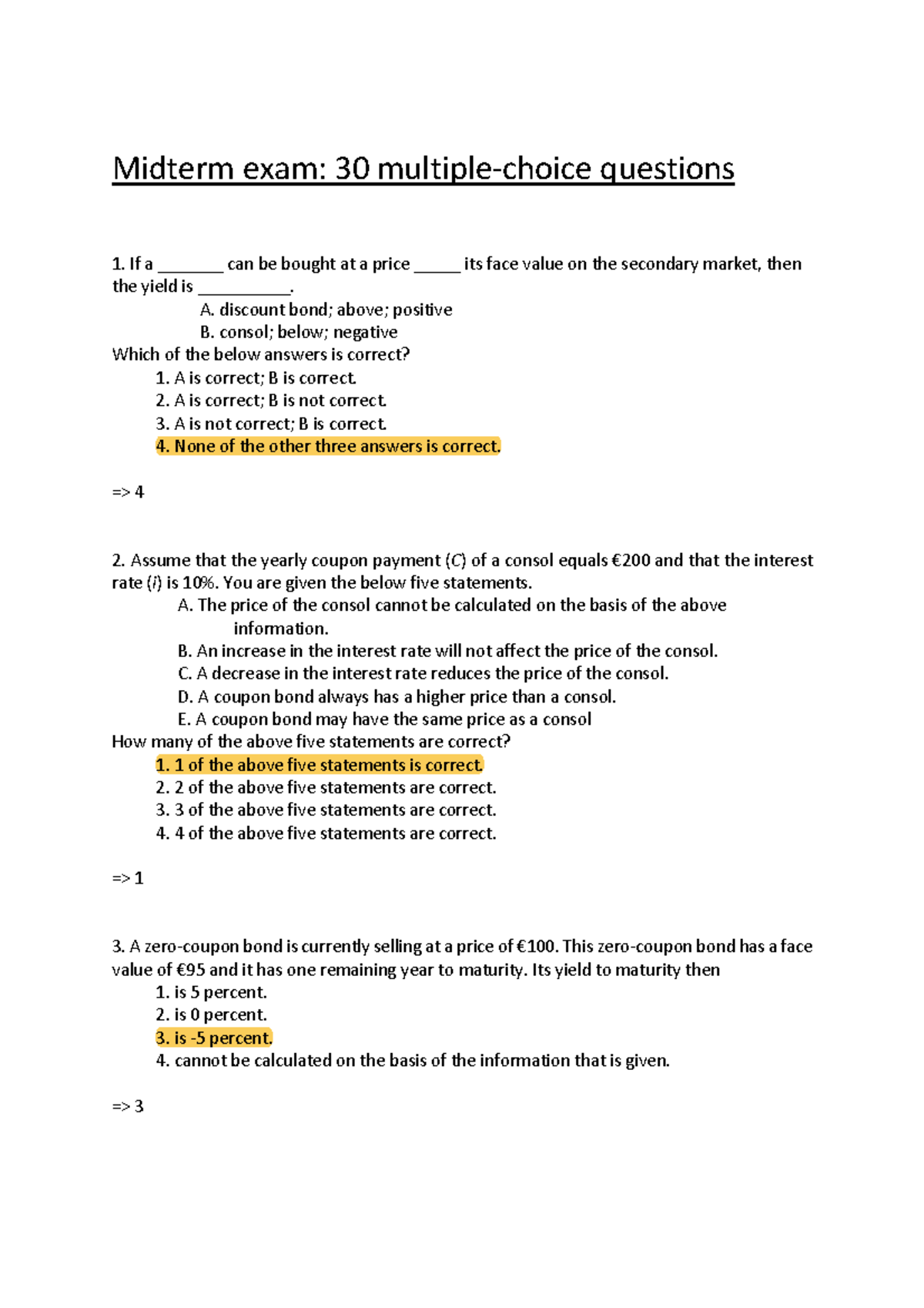 2021/2022 Midterm exam Midterm exam 30 multiplechoice questions If