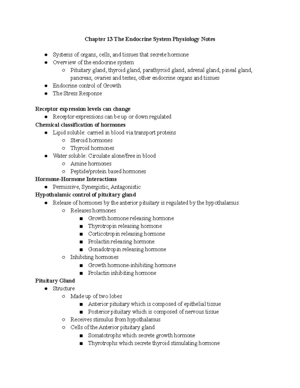 Chapter 13 The Endocrine System Physiology Notes - Steroid hormones ...