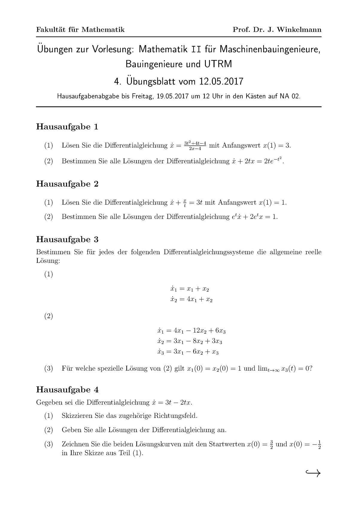 Mathe 2 Blatt 4 - SoSe Ü4 - Fakult¨ At F¨ Ur Mathematik Prof. Dr. J ...