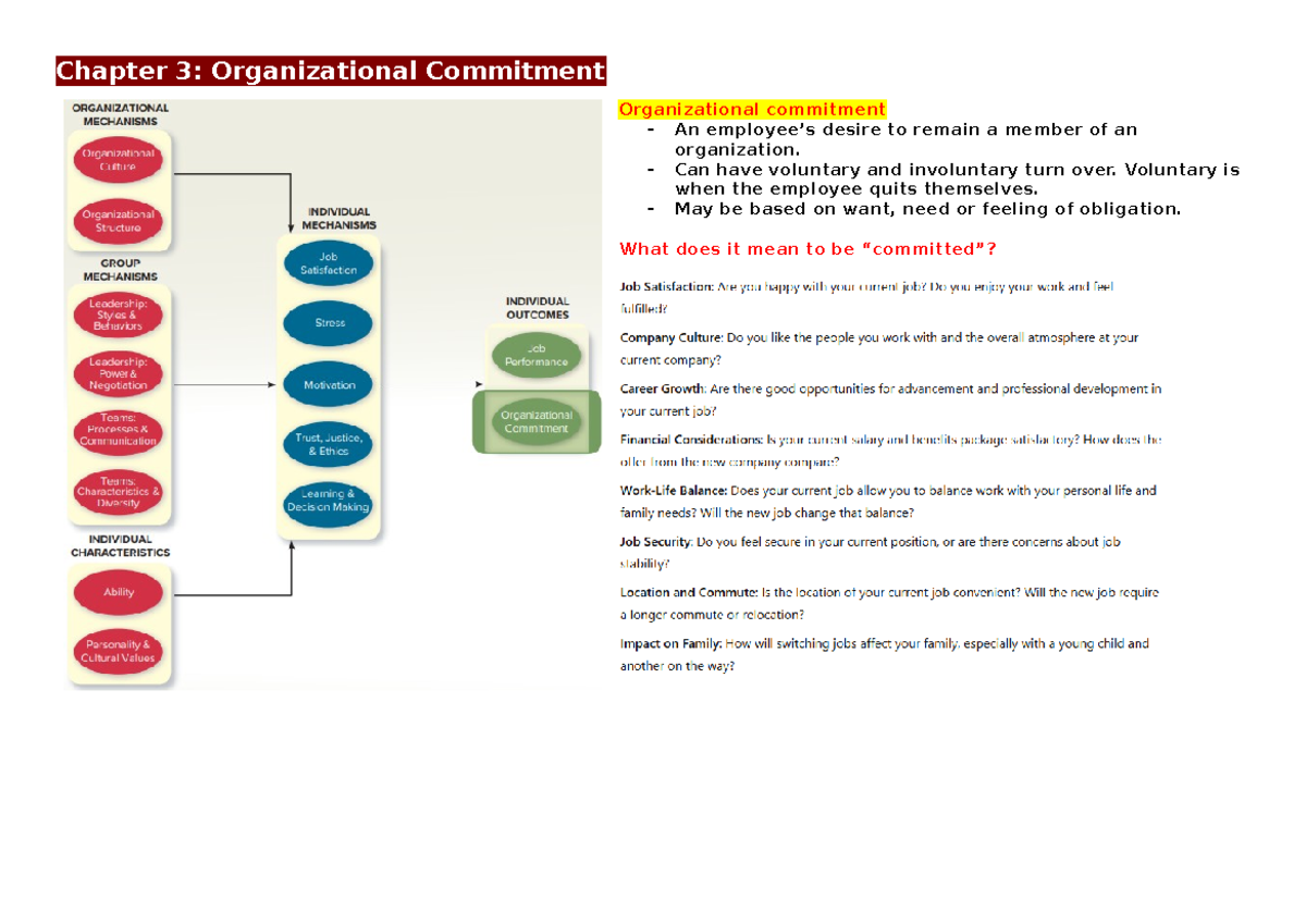Chapter 3 - notes - Chapter 3: Organizational Commitment Organizational ...