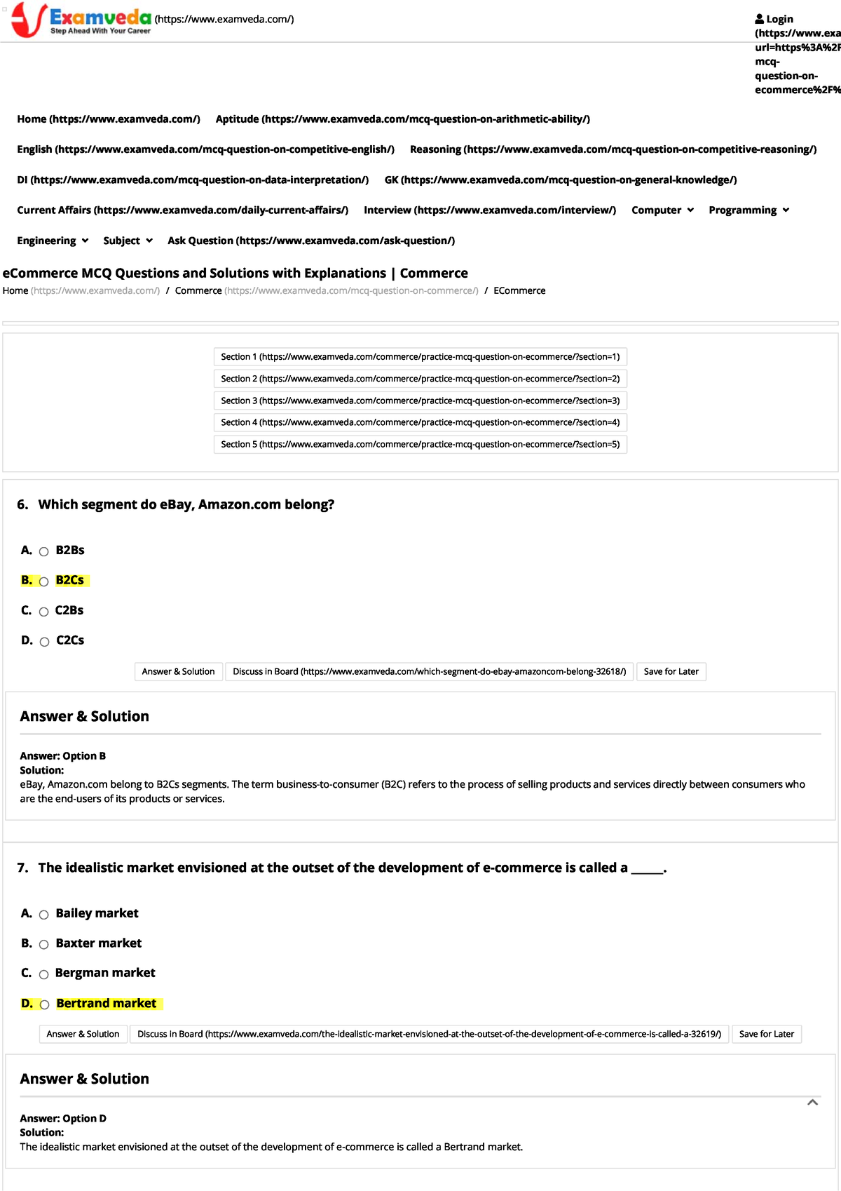 E Commerce MCQ Questions And Solutions W Studocu