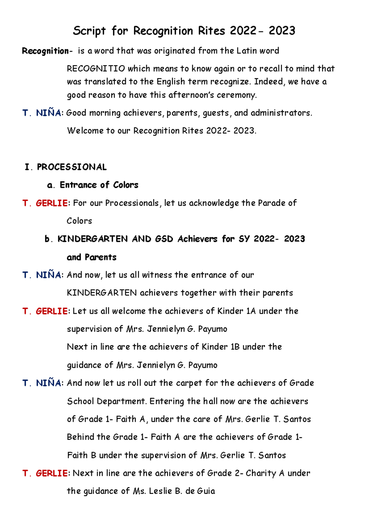 Script for Recognition Rites 2022 - Indeed, we have a good reason to ...