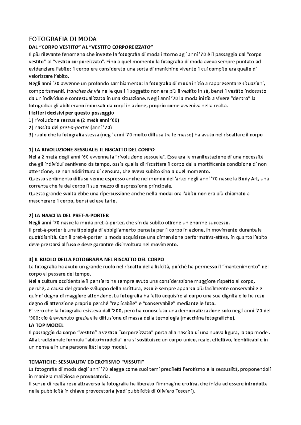 Fotografia di moda (anni '70) FOTOGRAFIA