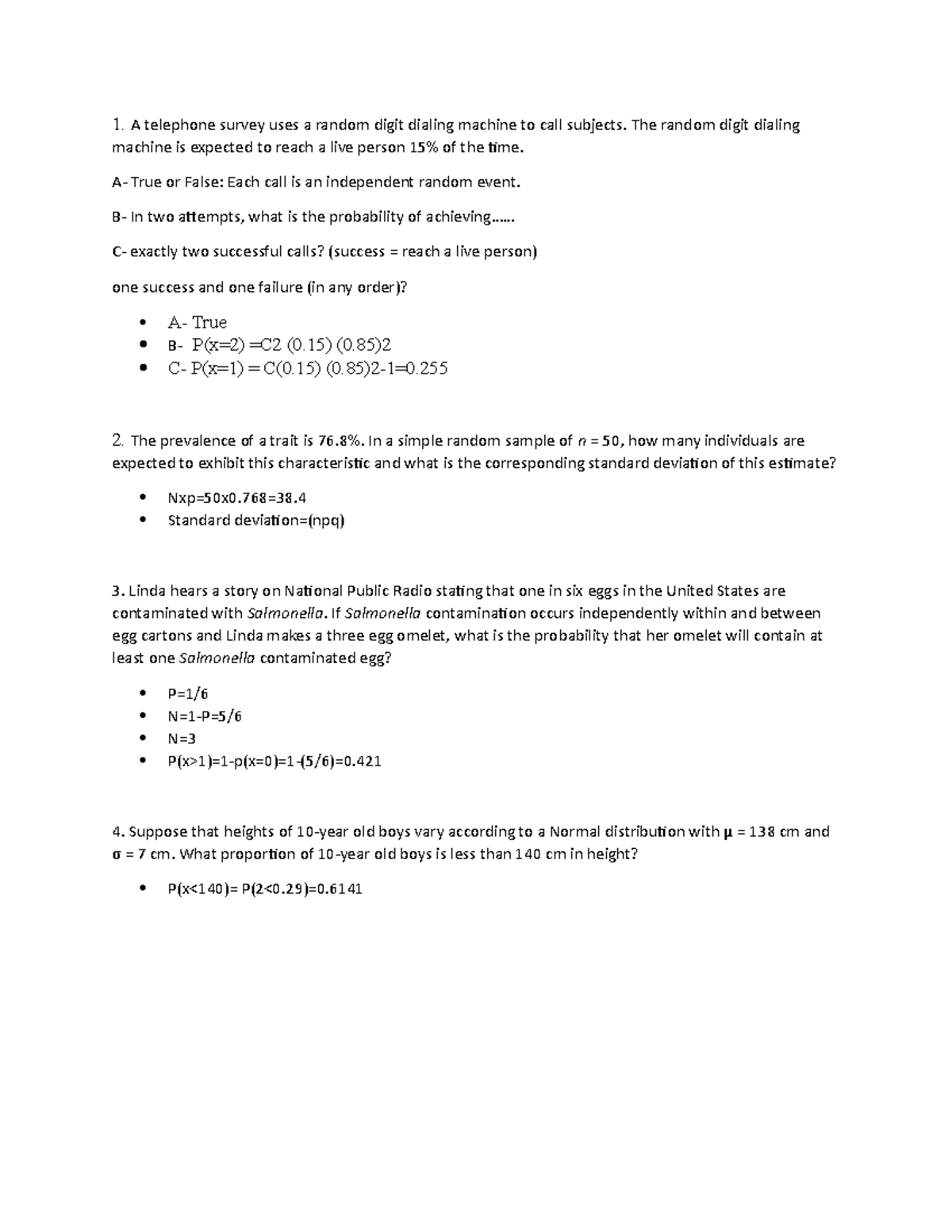 Module 6 Quiz N A 1 A Telephone Survey Uses A Random Digit Dialing