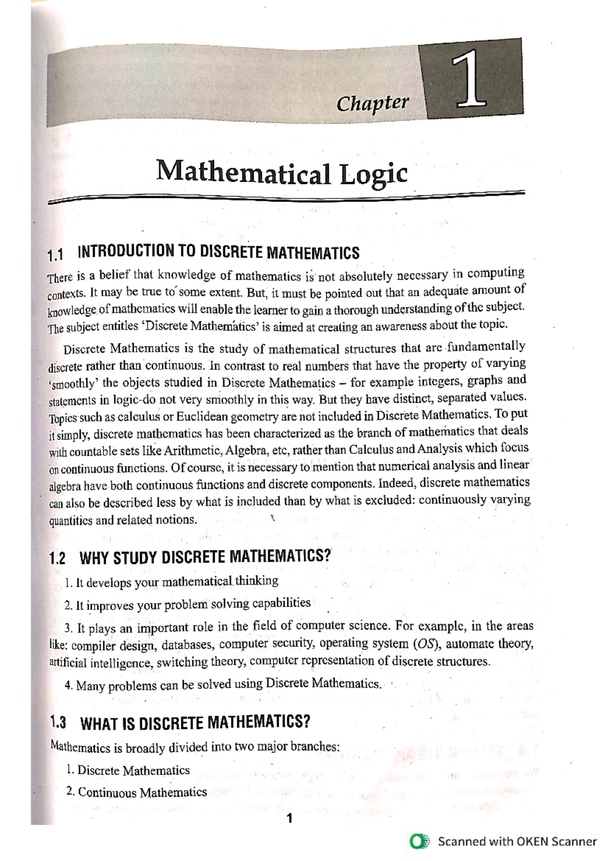 DM UNIT 1 - dm unit 1 - 1 Chapter Mathematical Logic 1 INTRODUCTION TO ...