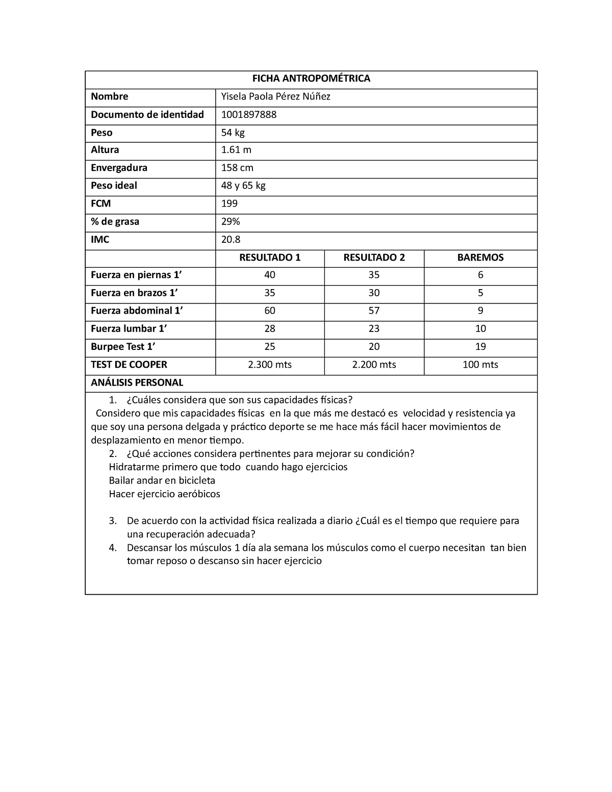 Ficha Antropom Trica Informe Ficha Antroponica Ficha Antropom Trica Nombre Yisela Paola