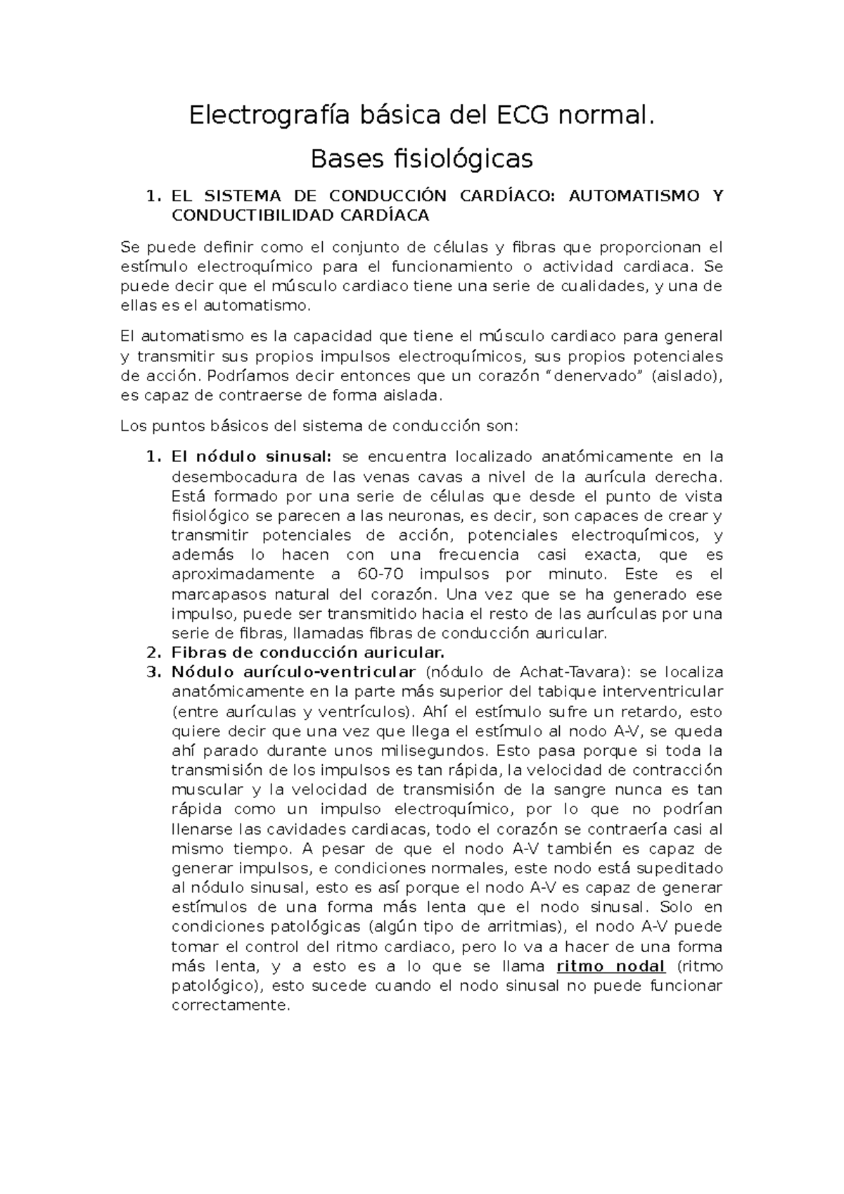 Electrografía Básica Del ECG Normal Bases Fisiológicas - Del ECG Normal ...