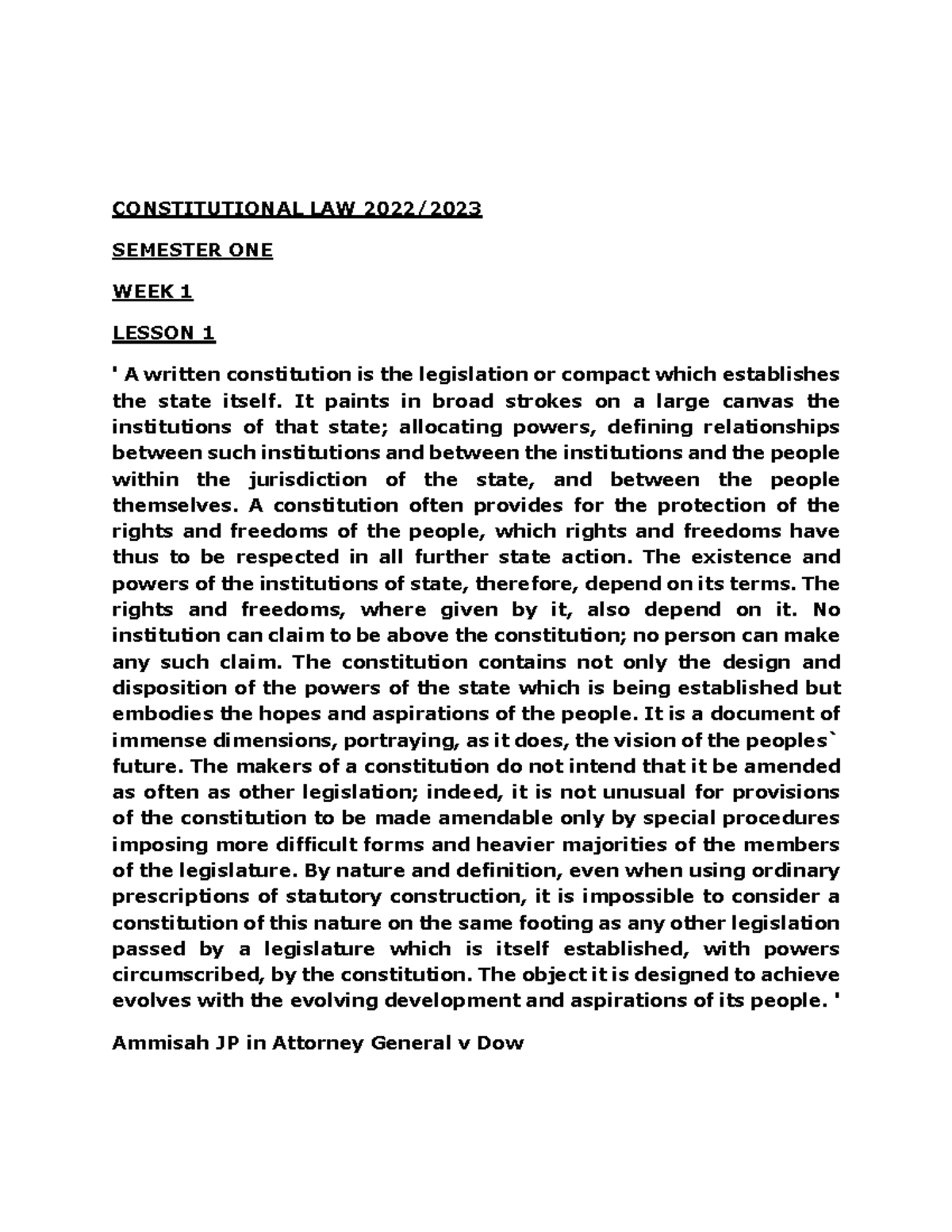 Law 234 Introduction - LAW 234 MATERIAL - CONSTITUTIONAL LAW 2022 ...