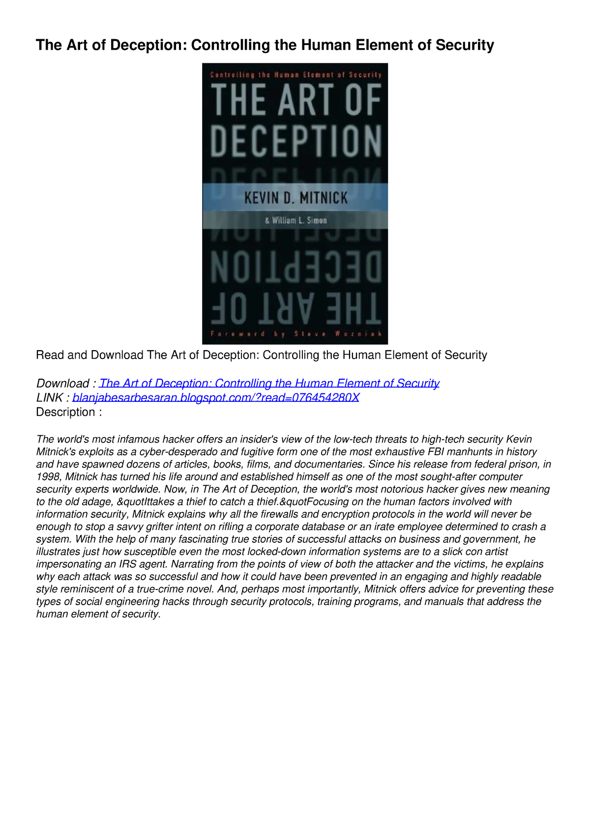 the art of deception an introduction to critical thinking pdf