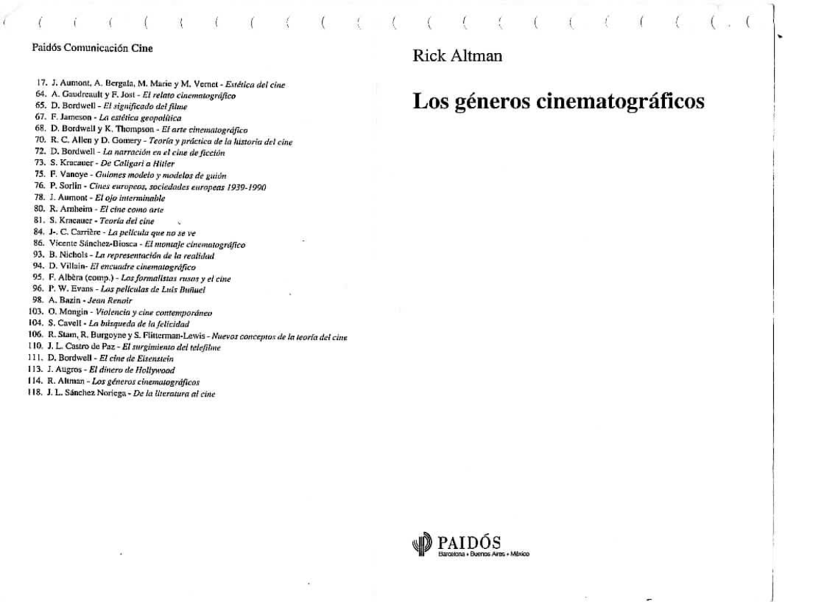 Altman Los Generos Cinematograficos - ( Paidós Comunicación Cine Rick ...