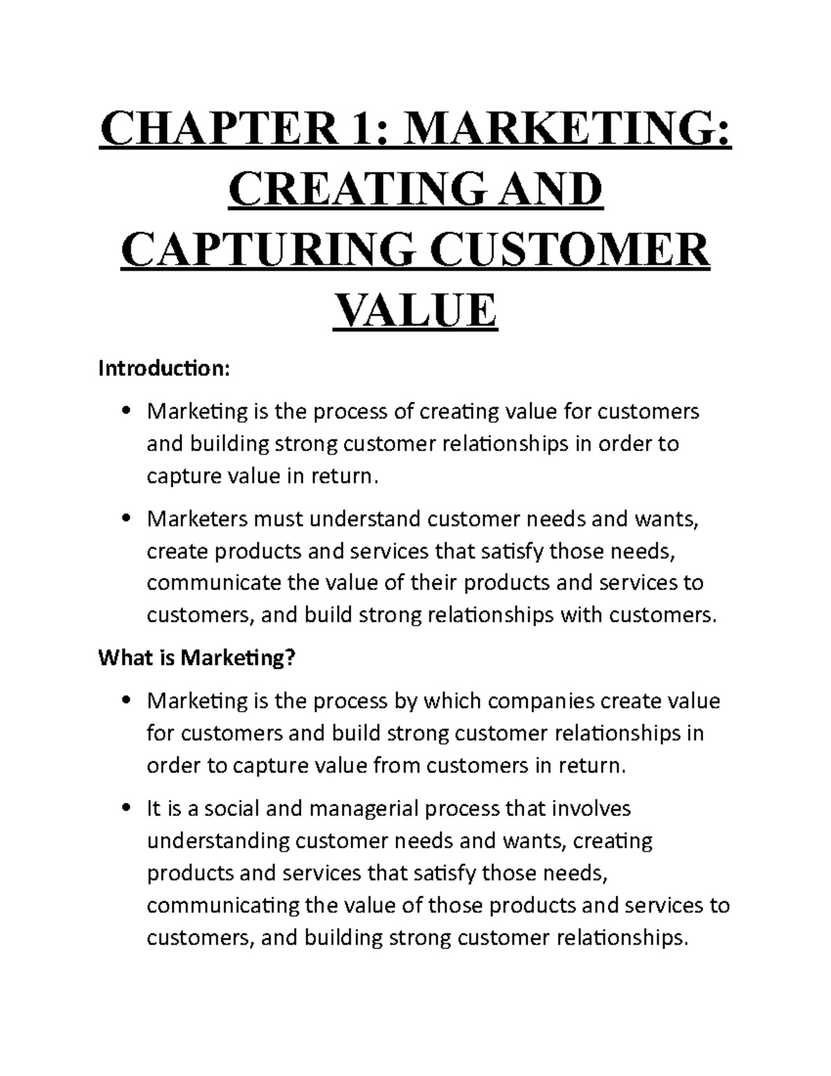 Mktg Ch1 - Amanpreet Chinna Bajwa - CHAPTER 1: MARKETING: CREATING AND ...