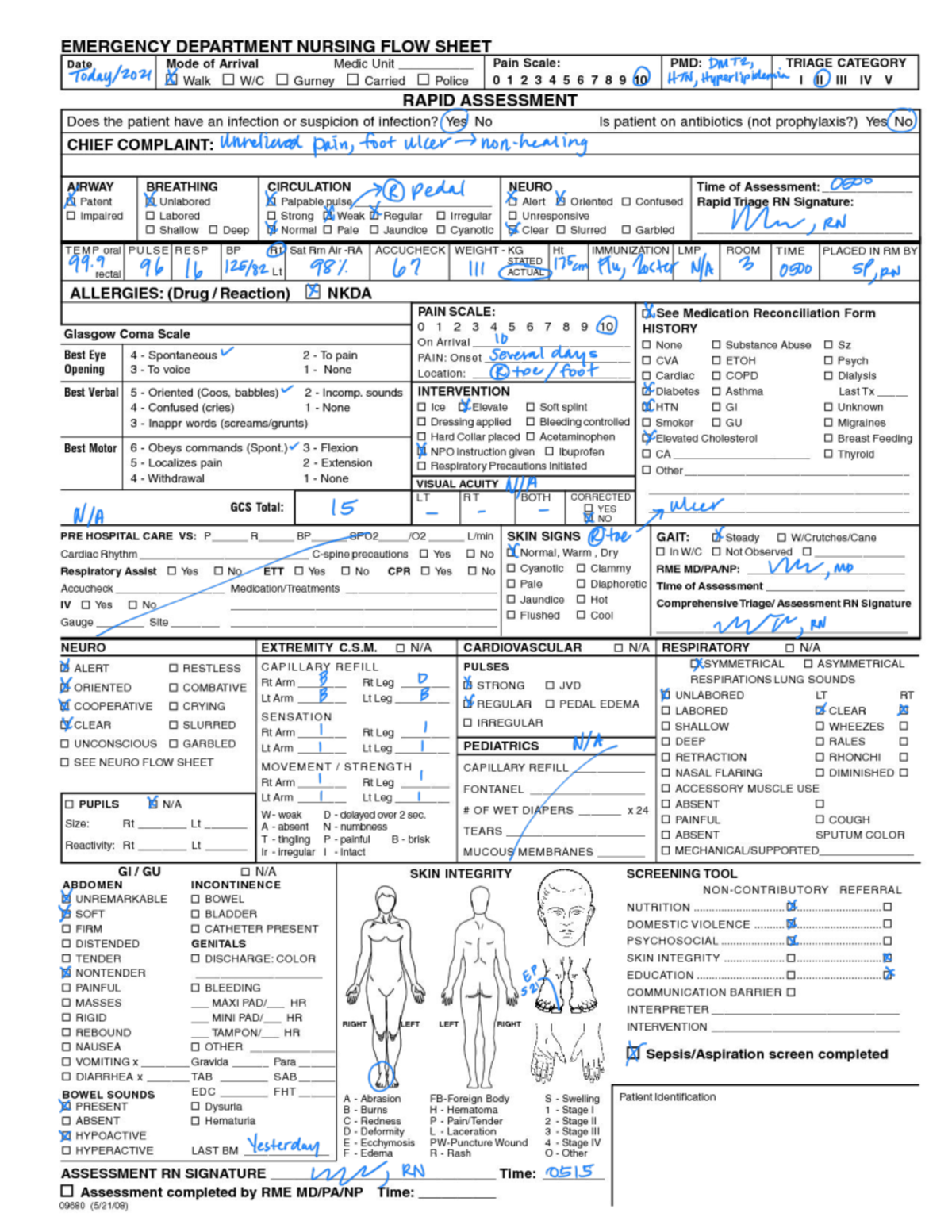 ER Nursing Flow Sheet - Karmen Hice - EMERGENCY DEPARTMENT NURSING FLOW ...