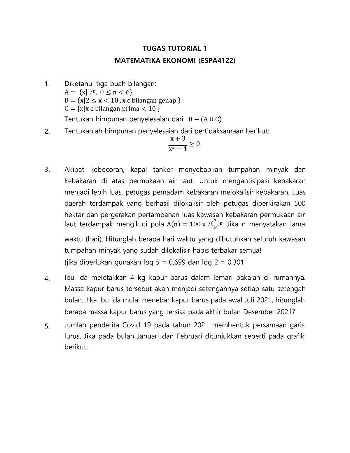 Tugas 1 Matematika Ekonomi Rifki Kurniawan - TUGAS TUTORIAL 1 ...