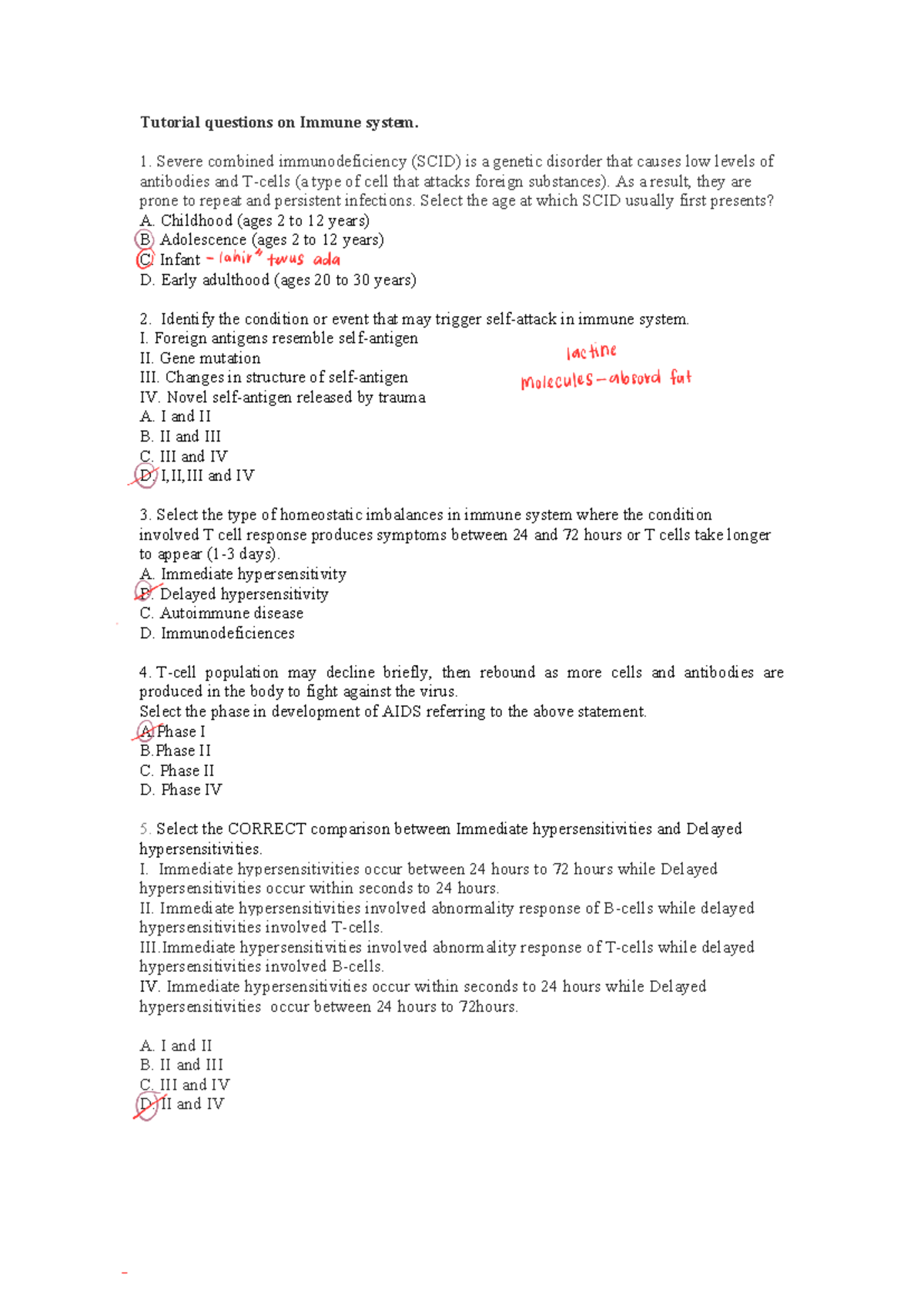 Tutorial questions on Immune system - Severe combined immunodeficiency ...