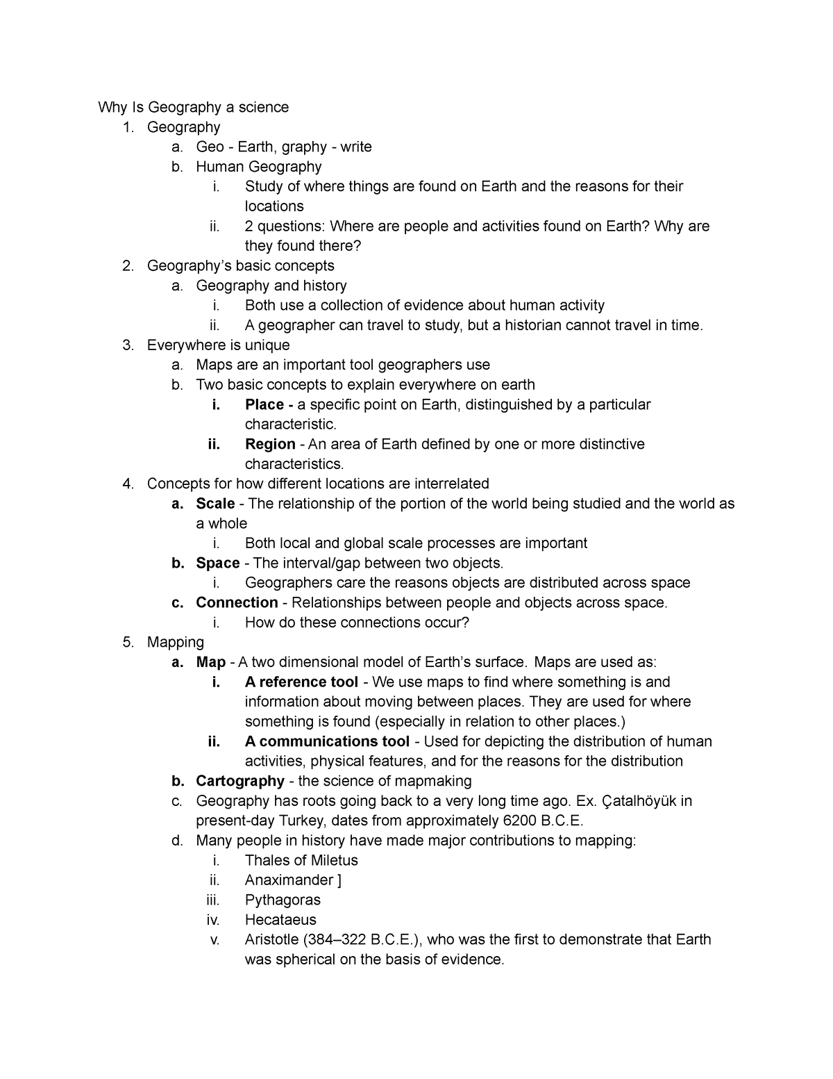 APHu G Chapter 1 Notes - Why Is Geography A Science 1. Geography A. Geo ...