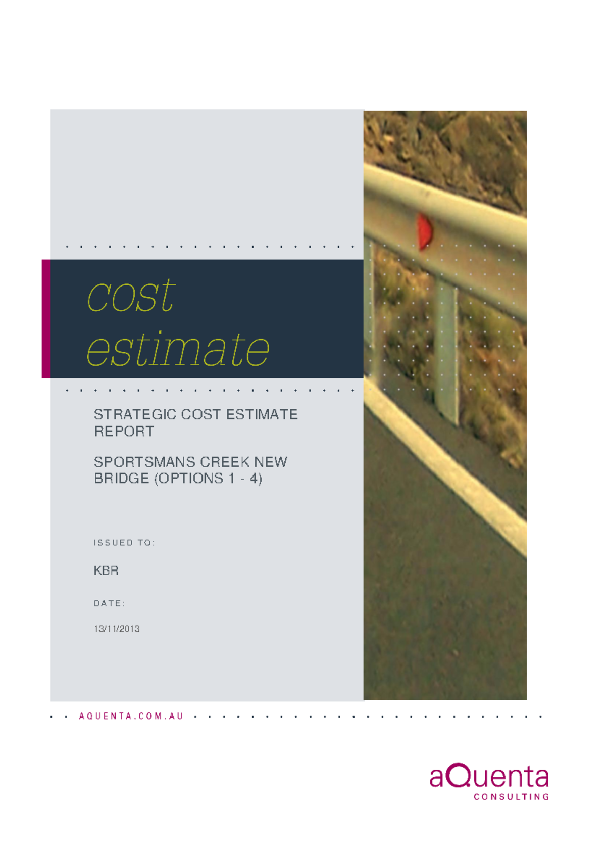 NSW design cost STRATEGIC COST ESTIMATE REPORT SPORTSMANS CREEK NEW