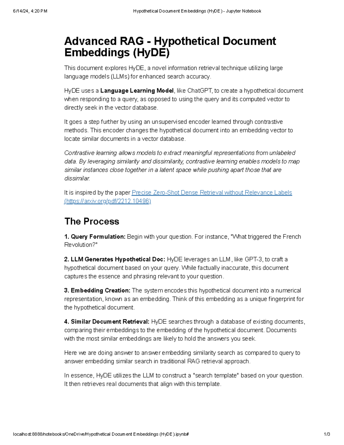 Hypothetical Document Embeddings (Hy DE) - Jupyter Notebook - Advanced ...