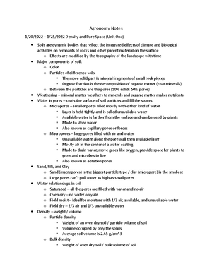 Agronomy notes for test 3 - Soil loss 4/ Universal soil loss equation ...