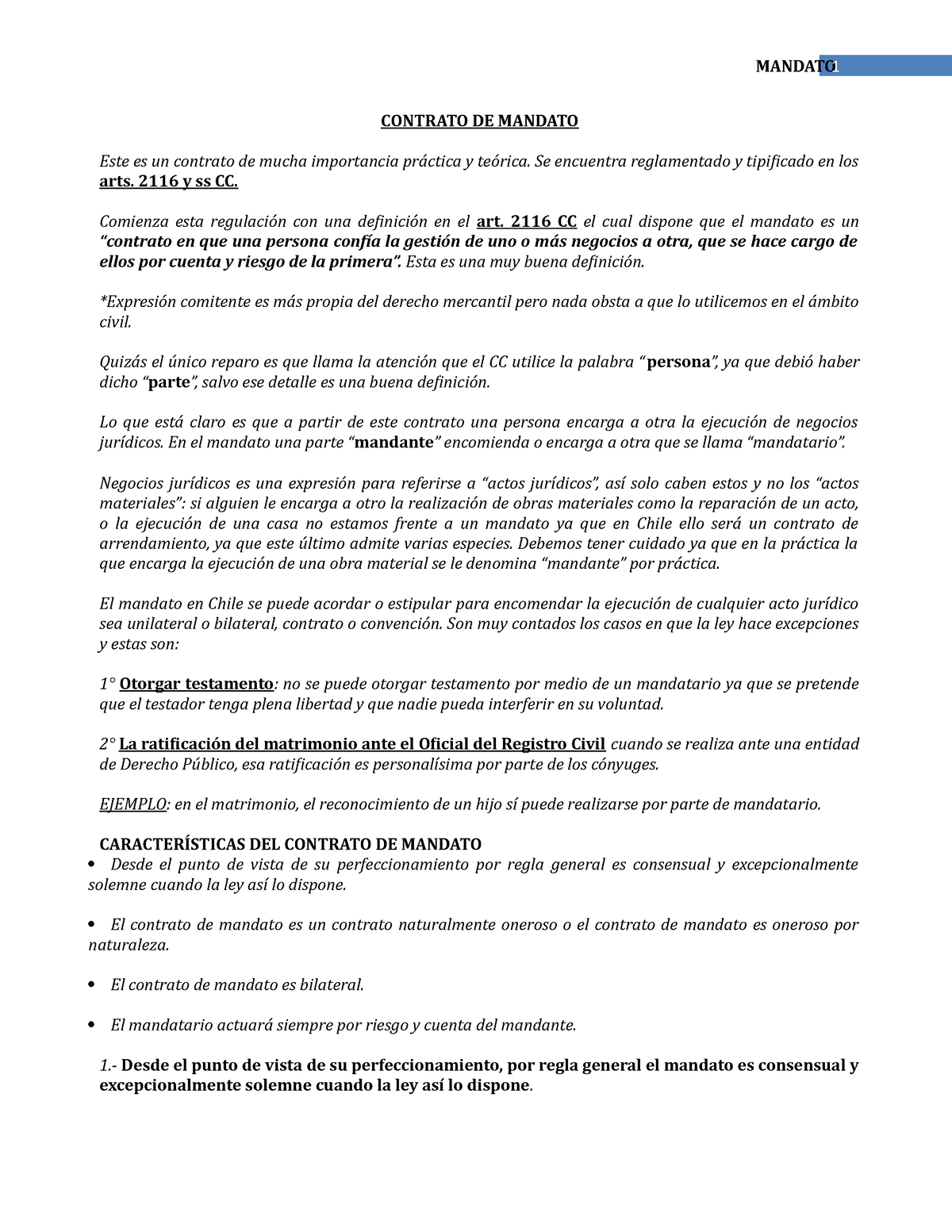 Contrato De Mandato Apuntes Contrato De Mandato Este Es Un Contrato De Mucha Importancia 5582