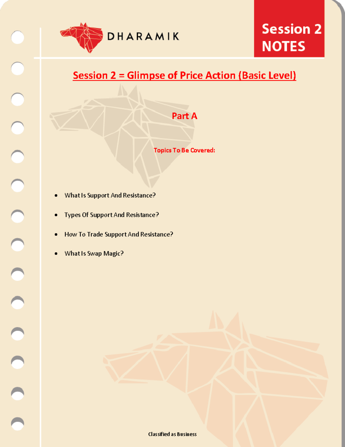 Session 2 notes (Part one) - Session 2 = Glimpse of Price Action (Basic ...