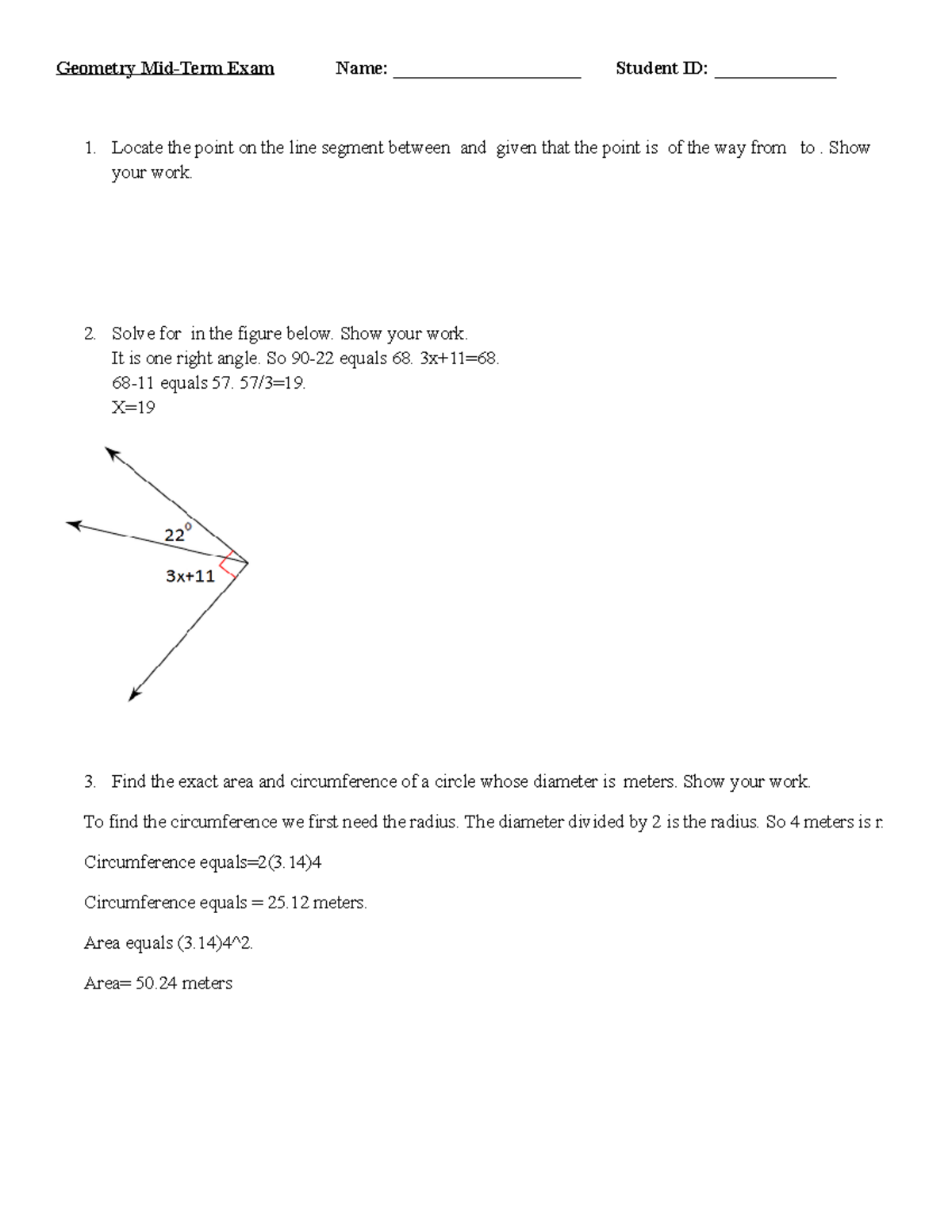 Geometry Exam student version rev - Geometry Mid-Term Exam Name ...