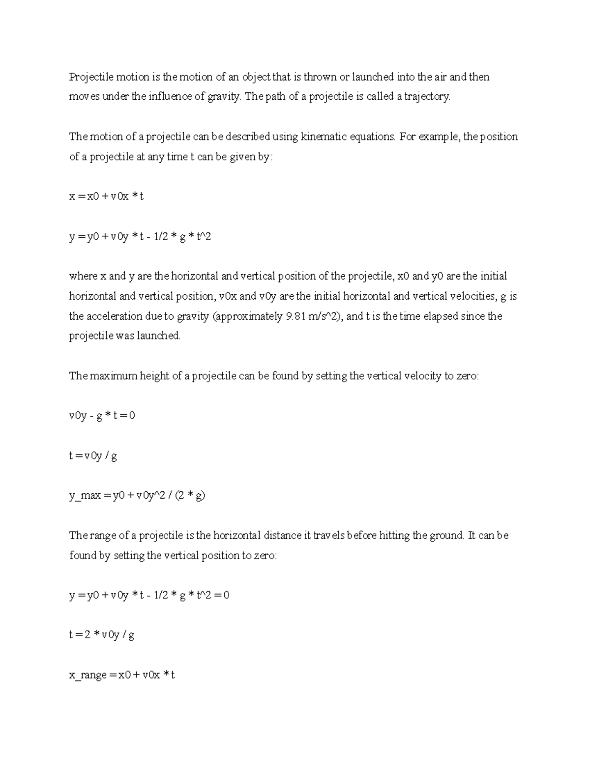 Projectile Motion - The path of a projectile is called a trajectory ...