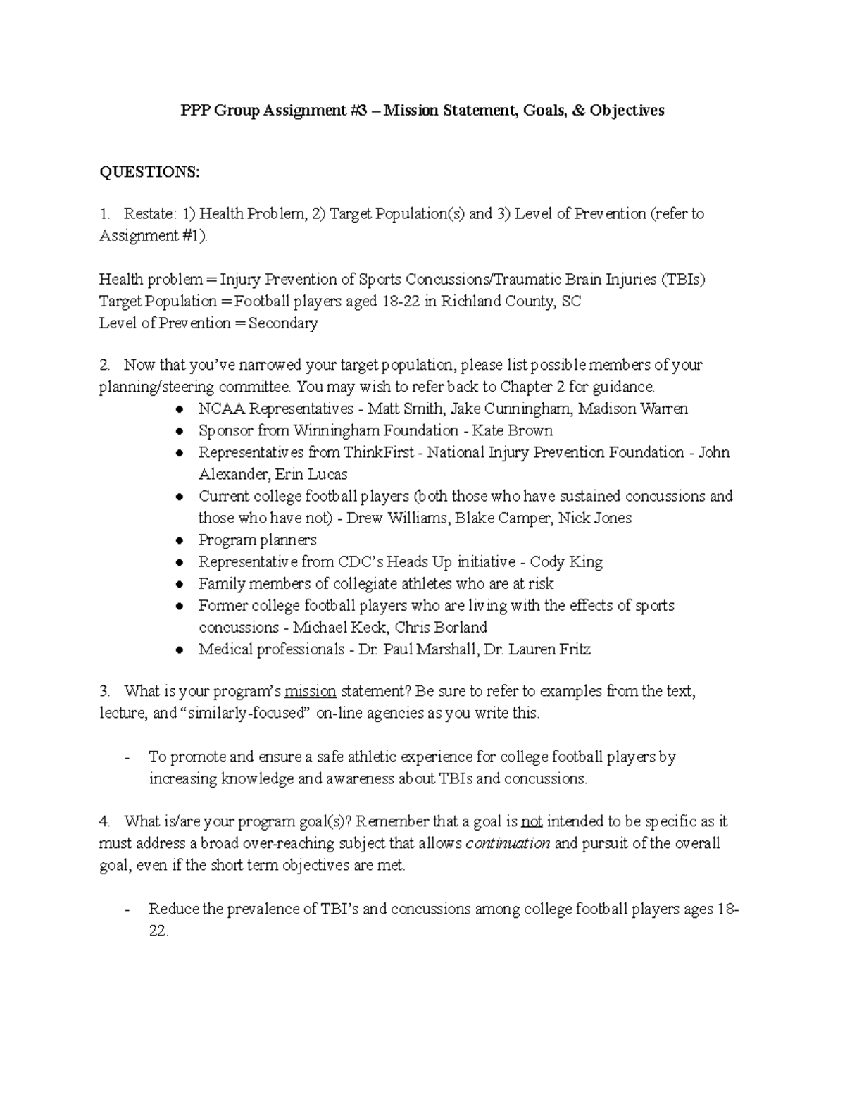PPP #3 - Part three of the semester long project. - PPP Group ...