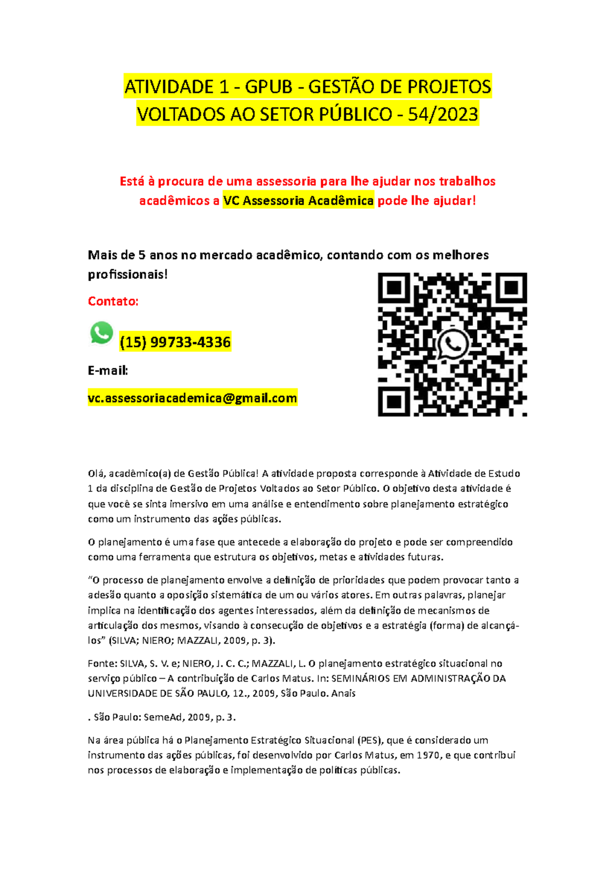 Atividade 1 Gpub Gestão De Projetos Voltados Ao Setor Público 542023 Gestão De Projetos 8330