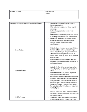 Chapter 5 Notes - AP Human Geography - Chapter 5 Notes Elliott Albright ...