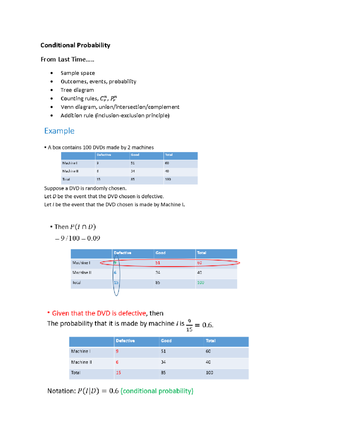 Conditional Probability in basic statistics - University mathematics I ...