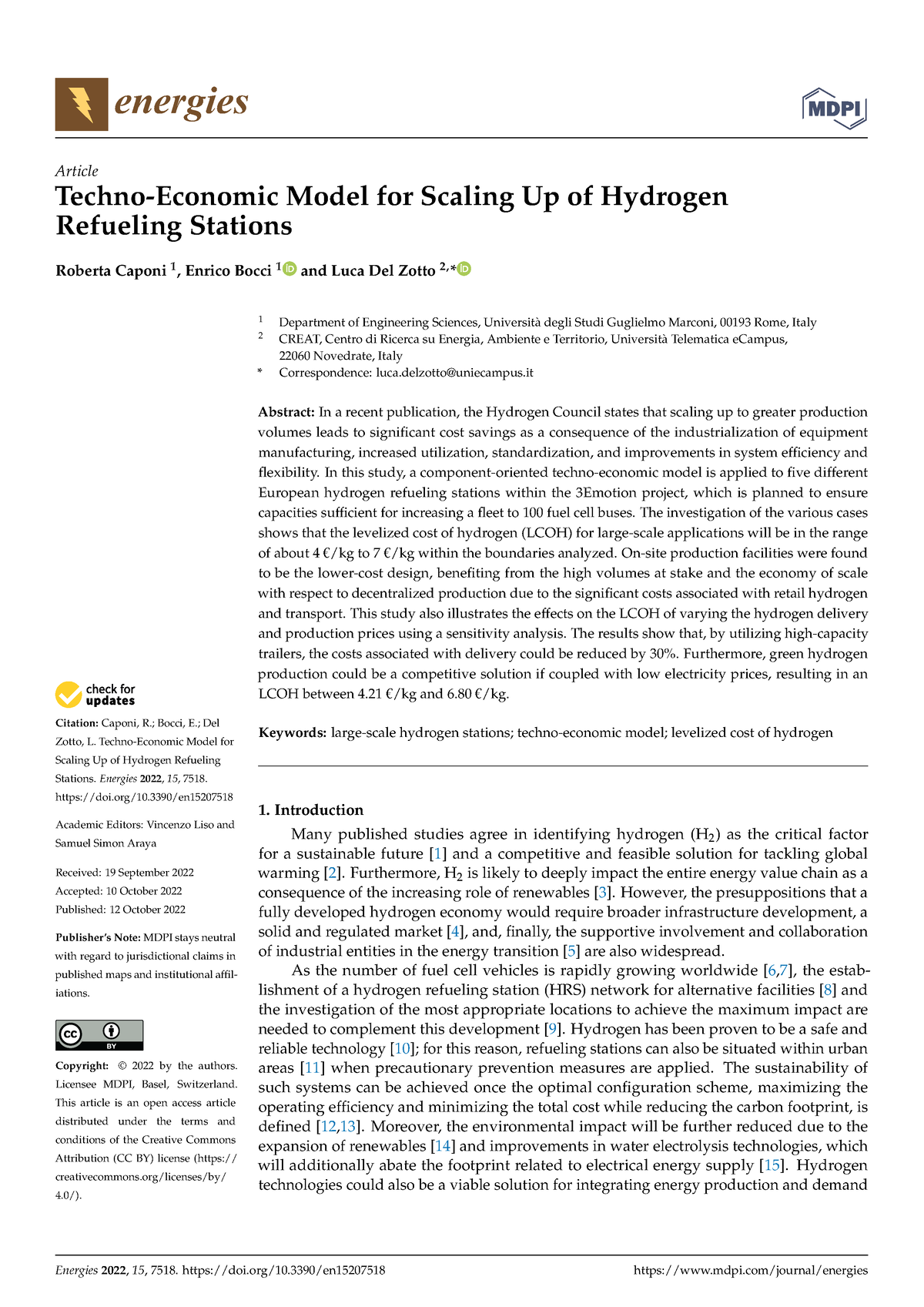 Techno-Economic Model For Scaling Up Of Hydrogen Refueling Stations ...