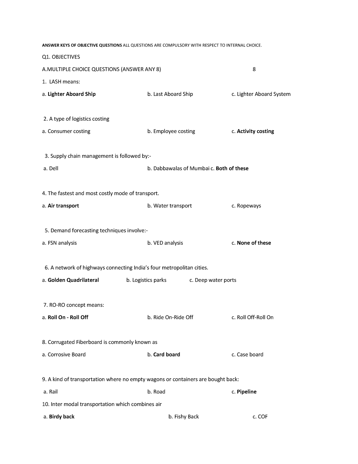 answer-keys-for-logistics-sem-2-answer-keys-of-objective-questions