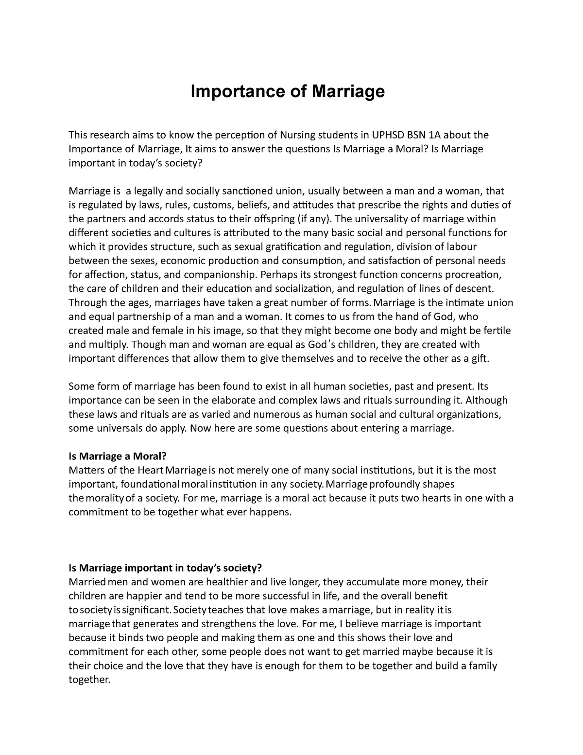 marriage research paper