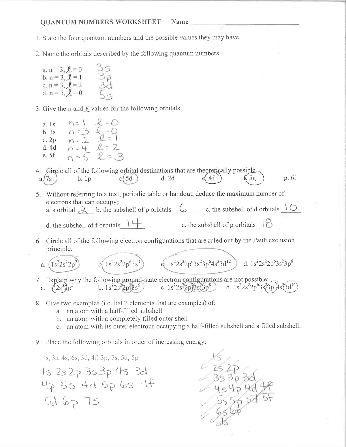 Quantum worksheet - CHE116 - Studocu