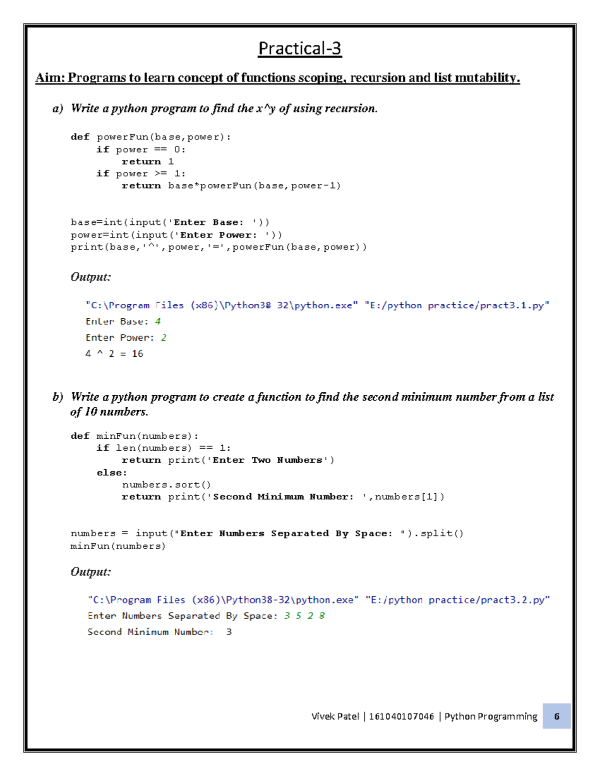 Practical-3 - Python Programming Practical - Vivek Patel | 161040107046 ...