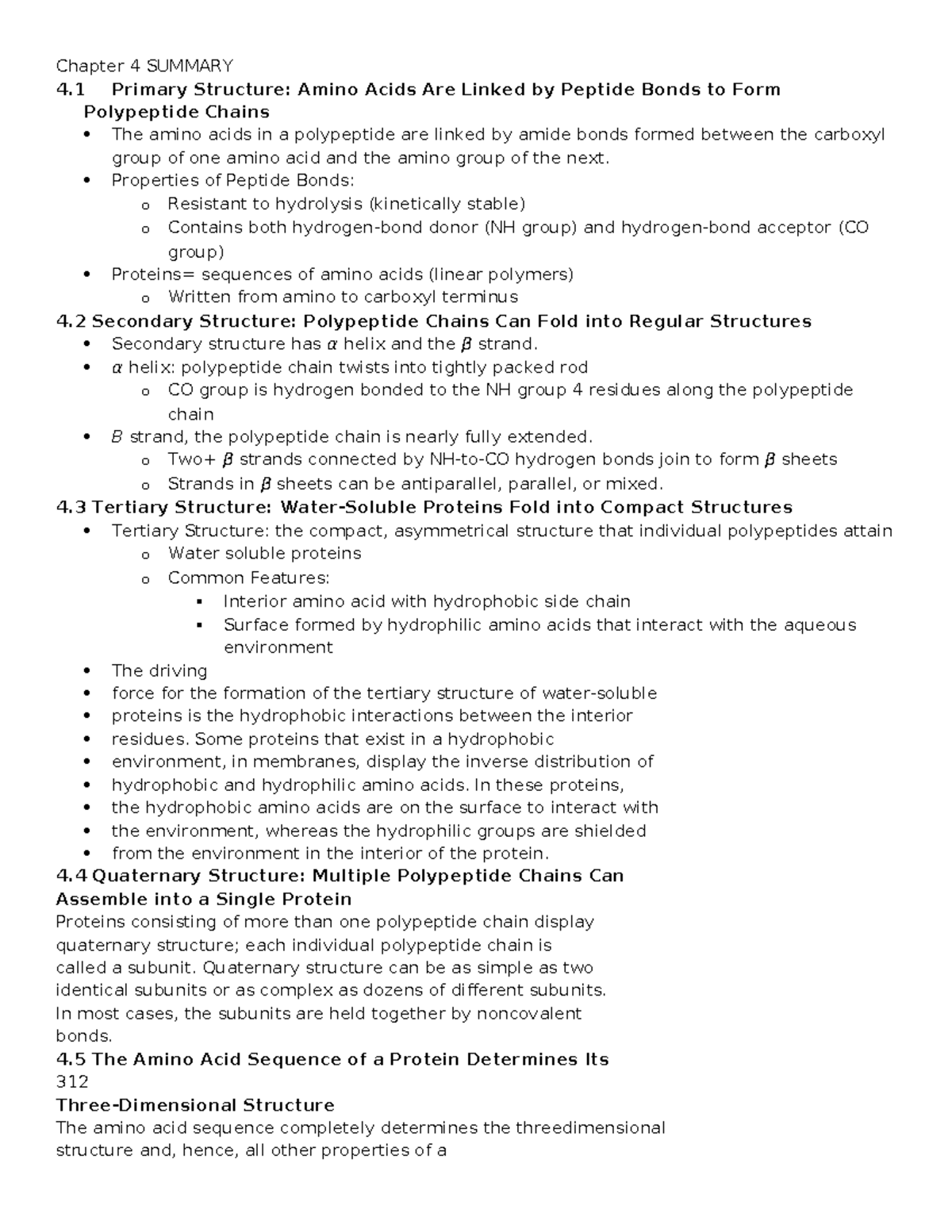 CHEM 381 Lecture Notes 09.20 Chapter 4 SUMMARY 4 Primary Structure