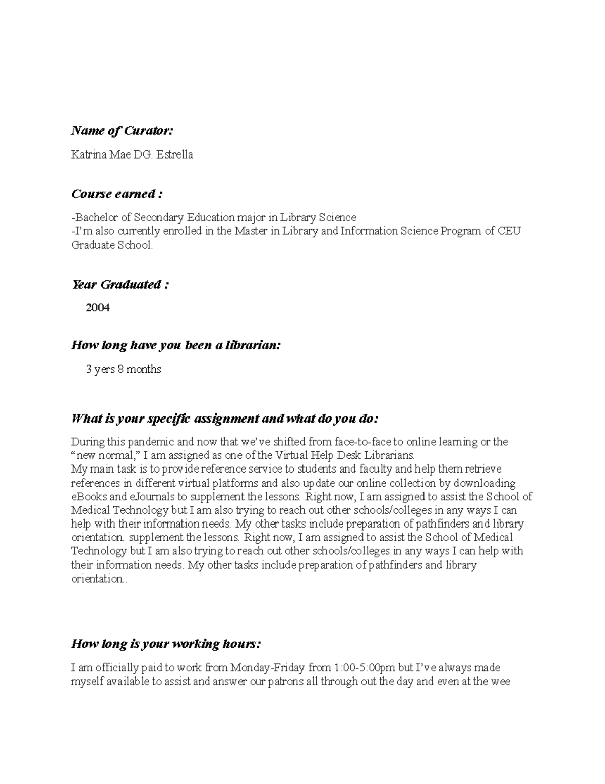 M2-5 MY Curator POST TASK - Name of Curator: Katrina Mae DG. Estrella ...