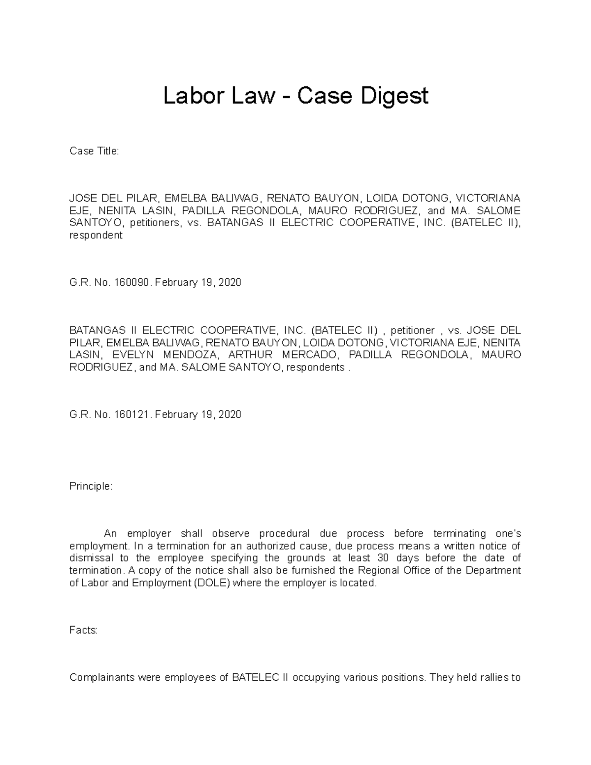 Labor Law - Case Digest - G.R. No. 160090 - Labor Law - Case Digest ...