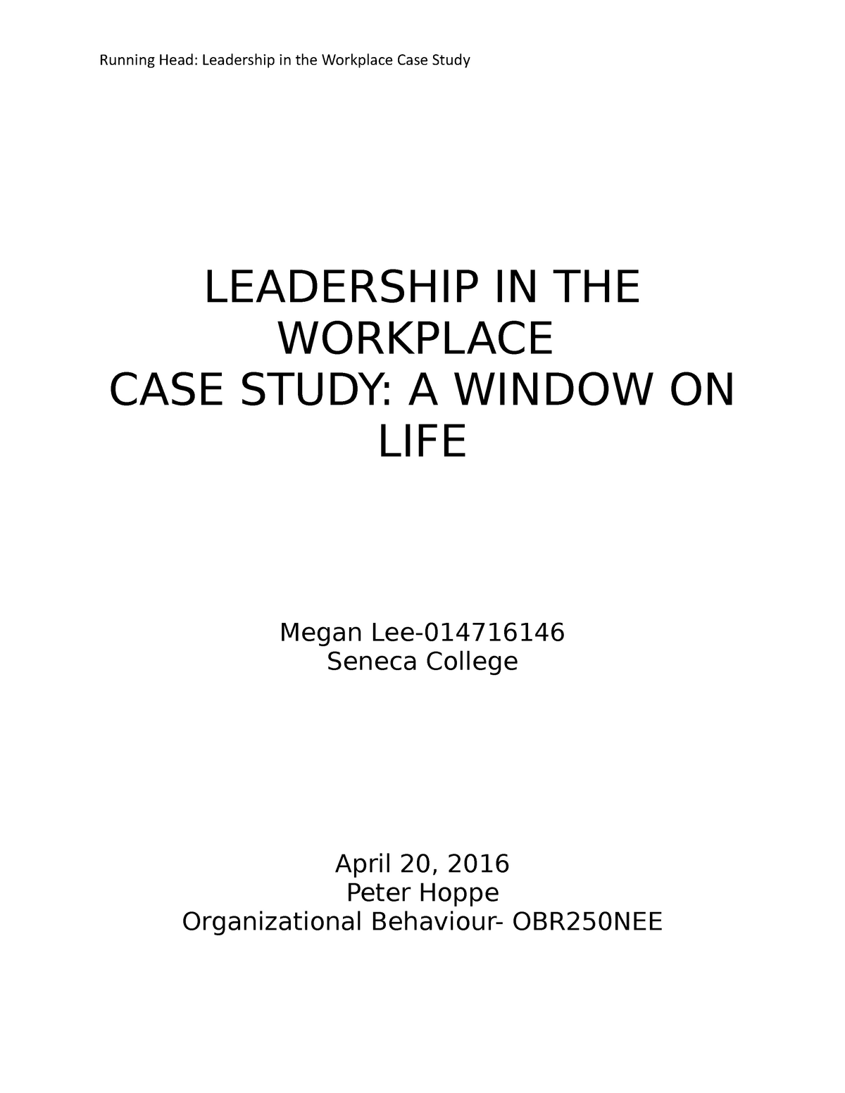 leadership case study presentation
